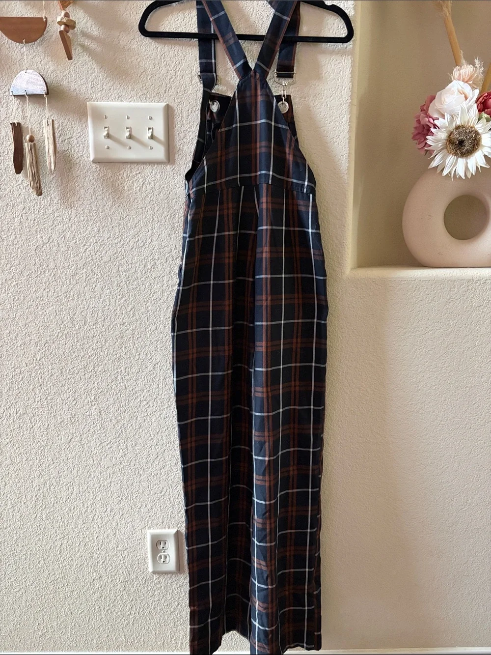 Stradivarius Plaid Check Wide-Leg Overalls Jumpsuit - Picture 5 of 11